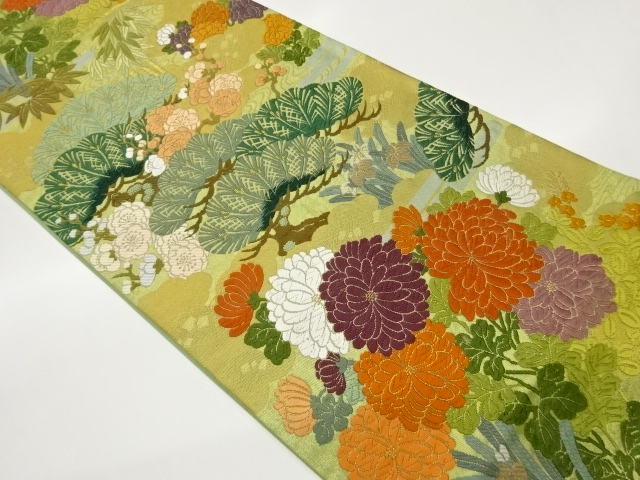 JAPANESE KIMONO / FUKURO OBI / KARAORI / WOVEN PINE & CLASSICAL PATTERN